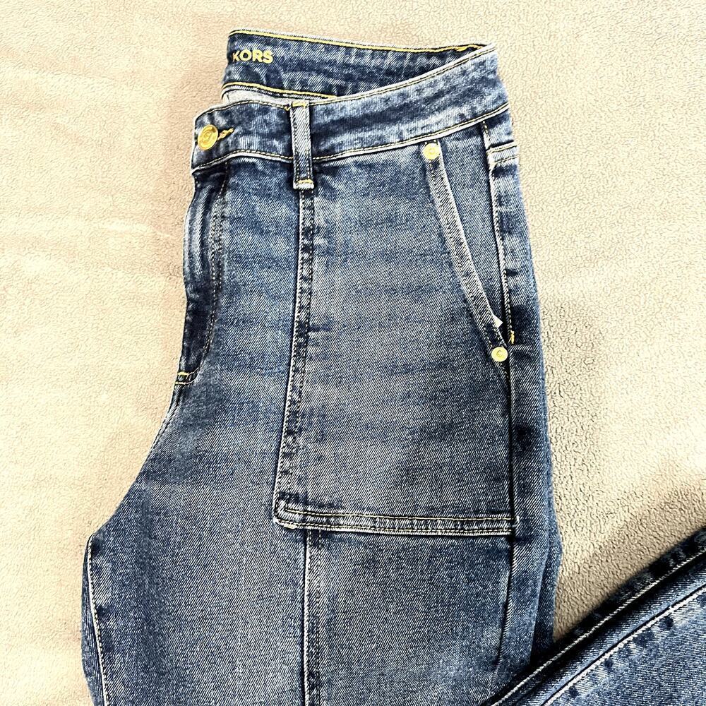 Michael Kors Cropped Flare High Rise Slim Through Hip & Thigh Jeans Size 8 - Picture 4 of 10